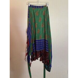 Reversible Double Layer Silk Wrap Skirt One Size Adjustable Maple Clothing